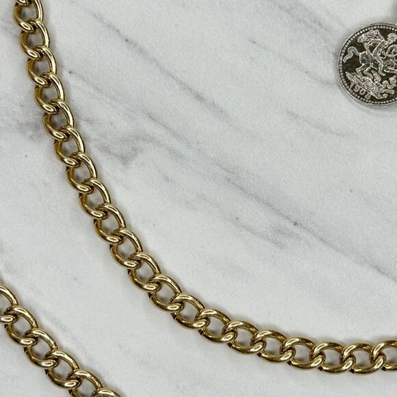 Lightweight Coin Charm Gold Tone Metal Chain Link Belt ✨ - Picture 10 of 12